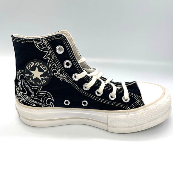 Converse Chuck Taylor All Star Lift High Western Embroidery Platform Shoes 5.5 - Picture 7 of 10